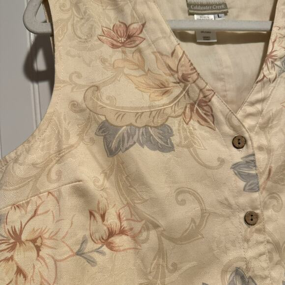Coldwater Creek Beige Floral Vest Waistcoat Tapestry Size Large - Picture 3 of 5
